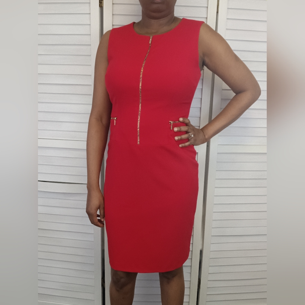 Calvin Kline Elegant Red Sleeveless Dress